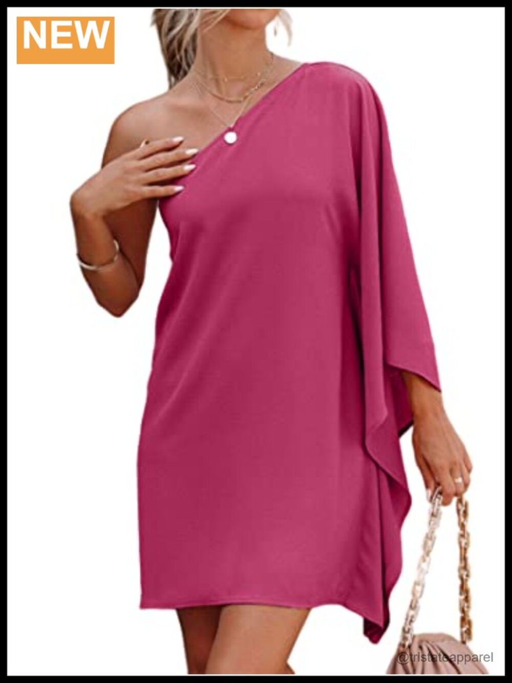 Women's One Shoulder Mini Dress Ruffle Sleeve Club Party Cocktail